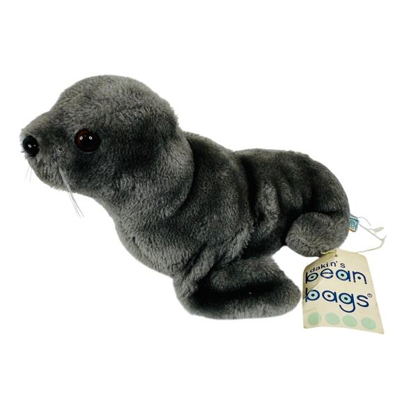 VTG 1978 Dakin Bean Bags Gray Finnegan Seal Sea Ocean 10" Plush #28-3410 - Picture 1 of 10